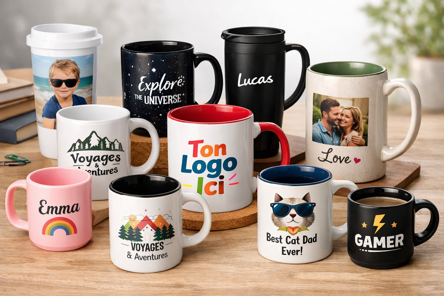 Mug Photo Personnalisé (extérieur blanc et intérieur coloré)